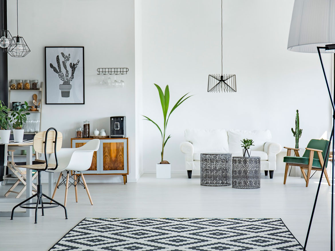 White interior-based kitchen area